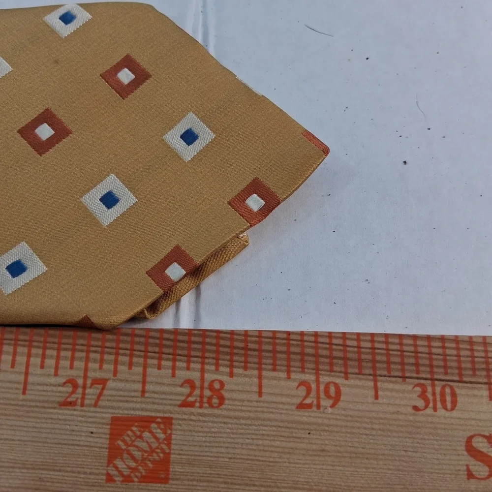 City of London Tie Mens OS Gold Geometric Squares Silk Polka Dot Lining Classic